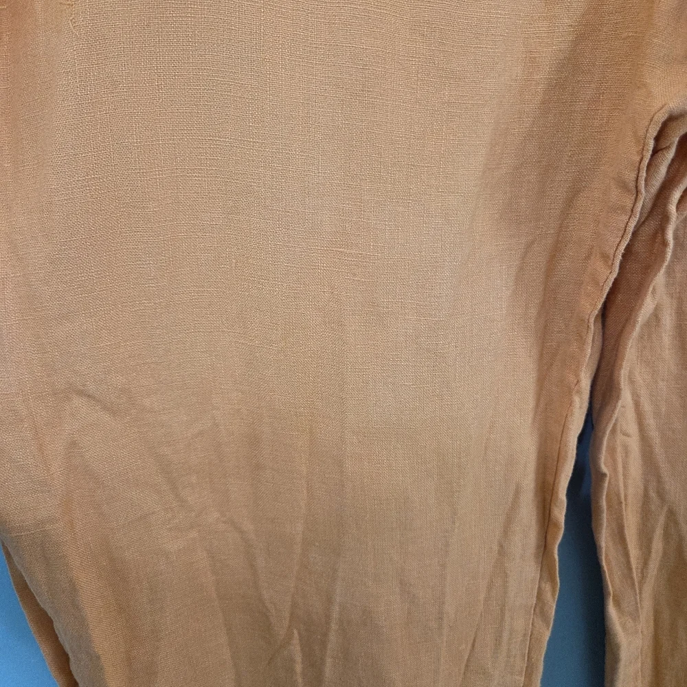 Flax 100% Linen Womens Pants Sunkist Orange Size Large Flowy‎ Coastal Beach
